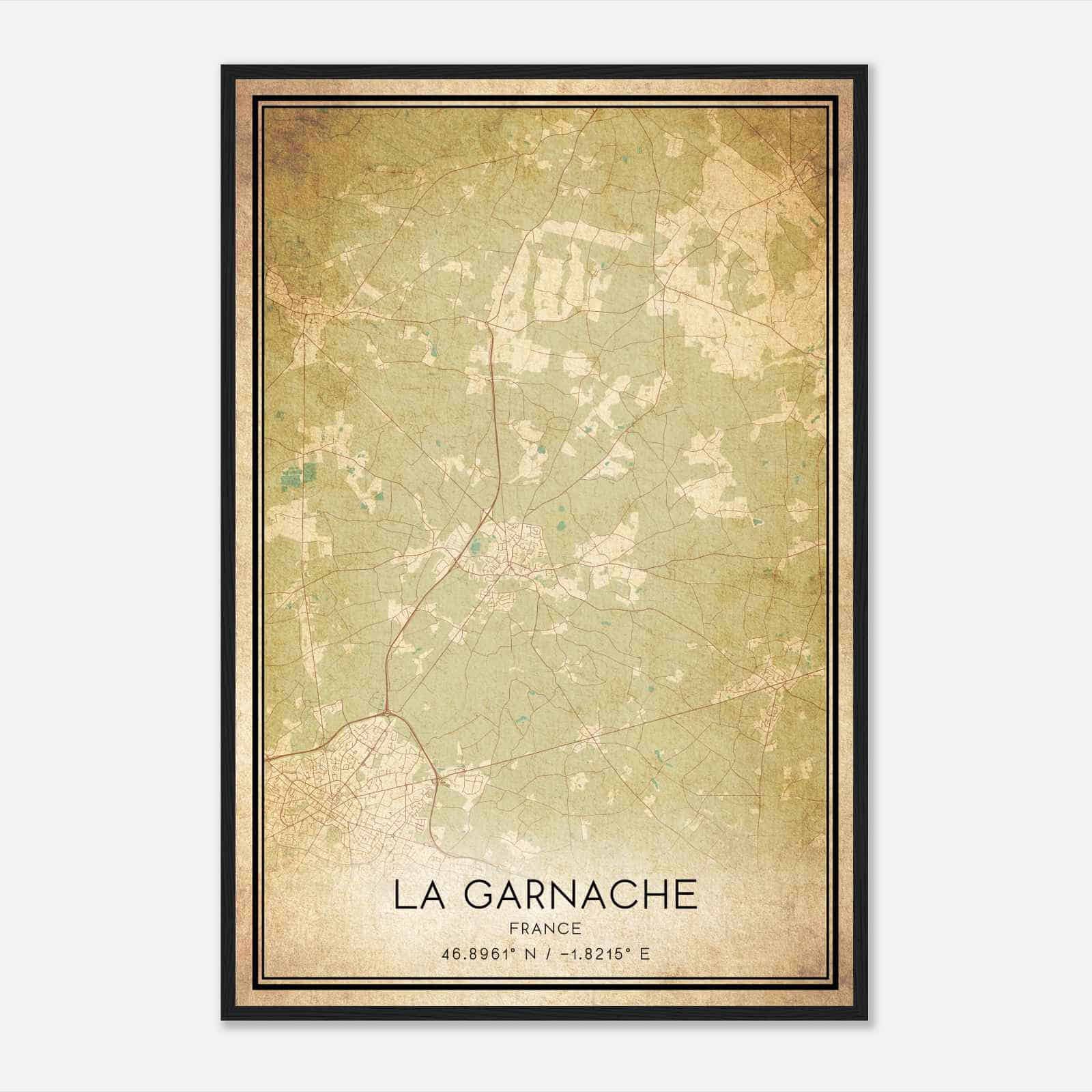 Vintage La Garnache France Map Poster, La Garnache City Road Wall Art Print